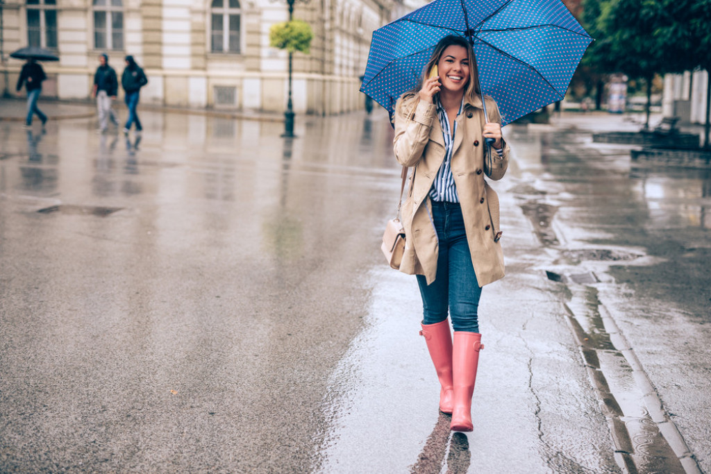 Gumene čizme, kiša, jesen, devojka