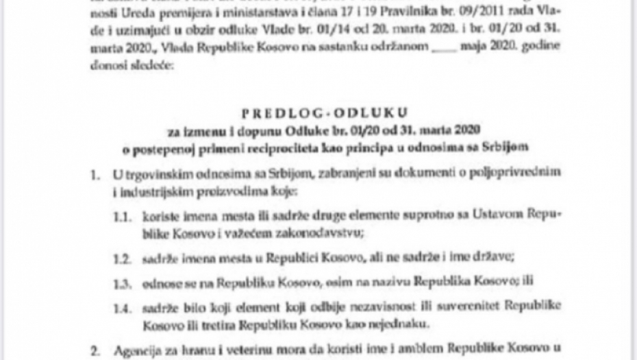 Zabrana uvoza srpske robe