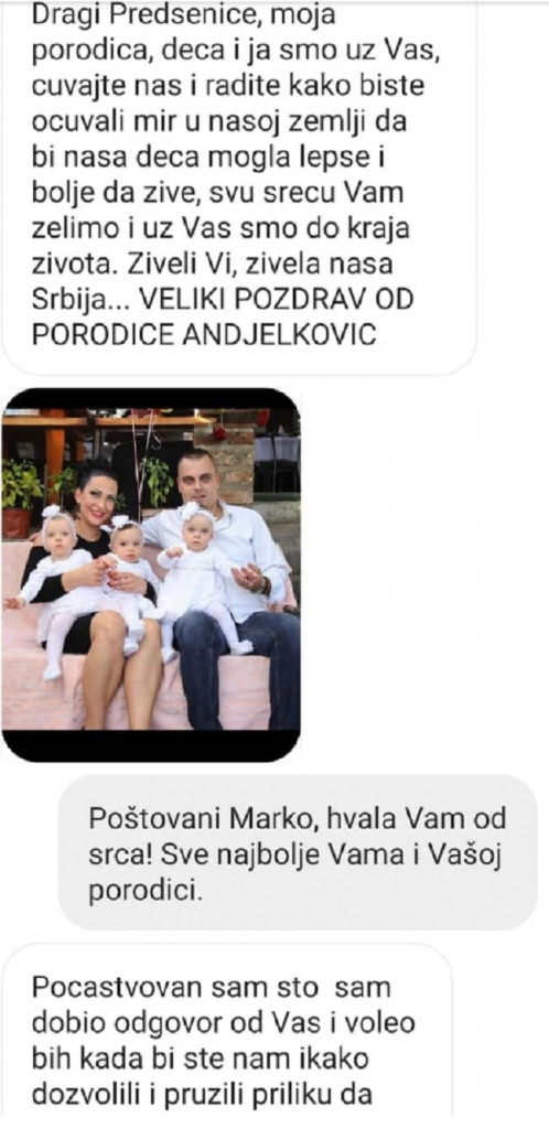 Prepiska porodice Anđelković sa Vučićem