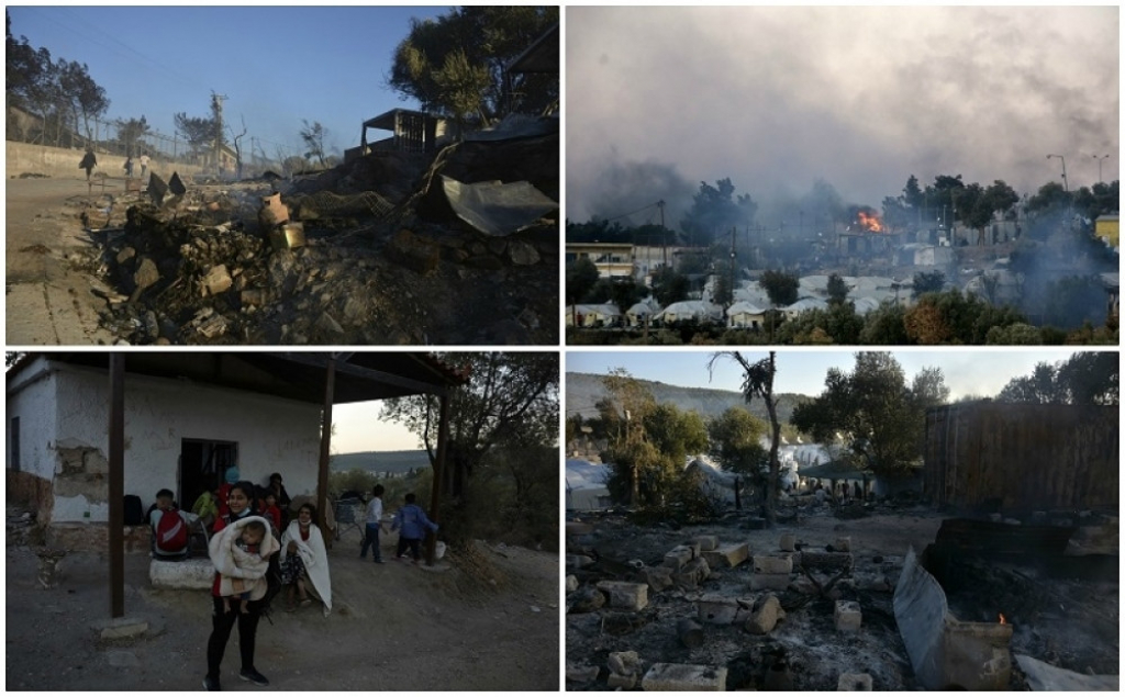 Morija, Lezbos, Grčka, migranti, kamp, požar