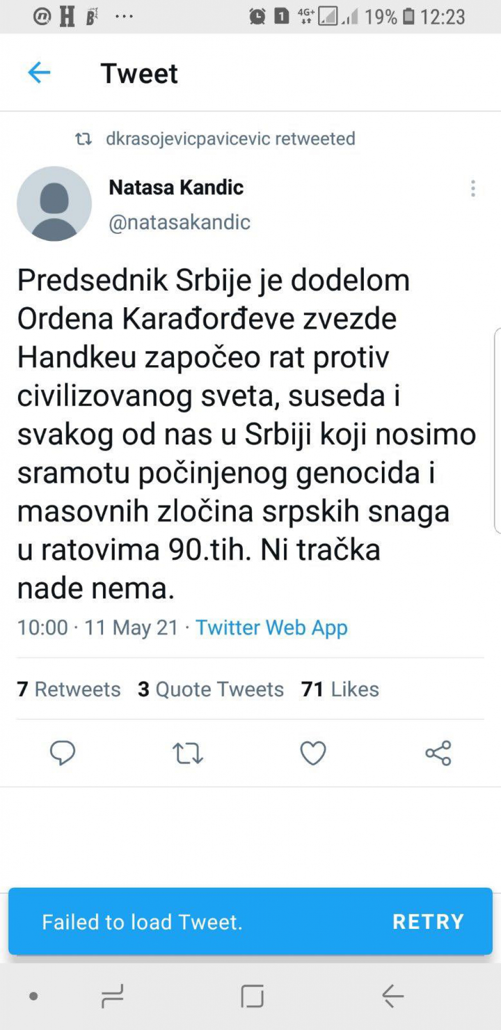 Nataša Kandić: Predsednik Srbije je započeo rat protiv civilizovanog sveta, Srbi su počinili genocid i masovne zločine u ratovima