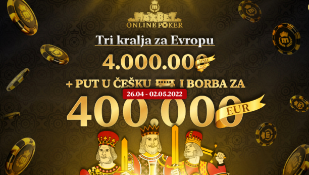 Postani jedan od tri MaxBet poker kralja! Osvoji 4.000.000 dinara, put u Češku i priliku da dobiješ još mnogo više!