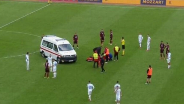 DRAMA U SARAJEVU Fudbaler se srušio na terenu, hitna pomoć odmah uletela na teren (FOTO)