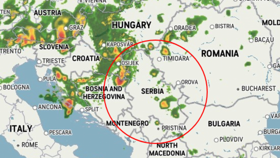 Mapa oluje u Srbiji