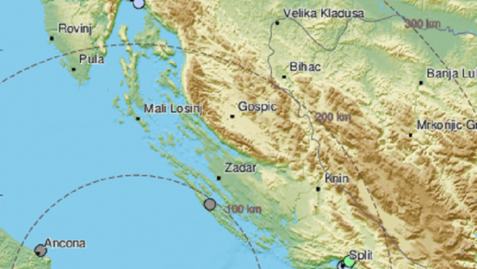 Epicentar zemljotresa u Jadranskom moru 