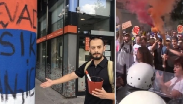 ESKTREMISTA PONOVO PRAVI HAOS Brajan Brković uništavao srpske zastave, a sada krenuo bakljom na policiju! (VIDEO)