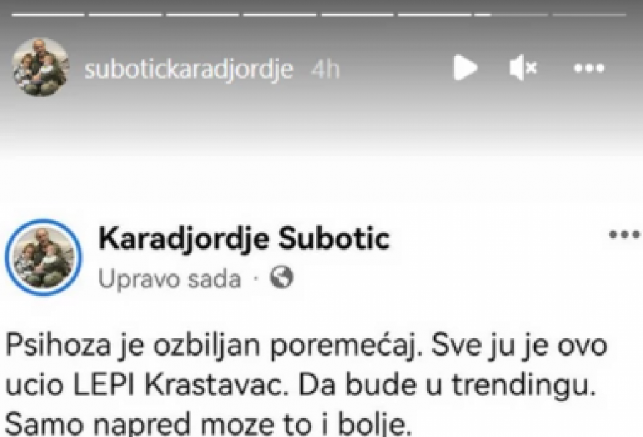 PSIHOZA JE OZBILJAN POREMEĆAJ Karađorđe žestoko udario na Maju Marinković zbog privođenja, nije birao reči