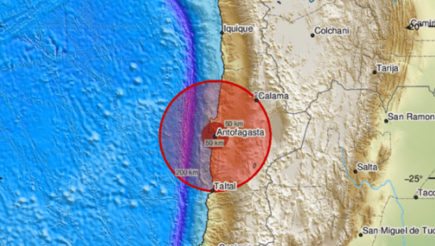 JAK ZEMLJOTRES POGODIO ČILE Epicentar potresa na dubini od 59 kilometara