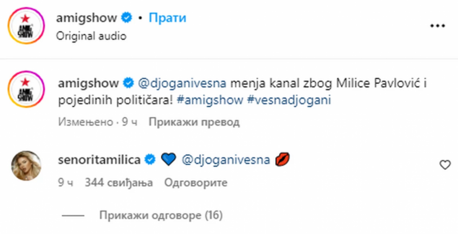 Milica Pavlović odgovorila Vesni